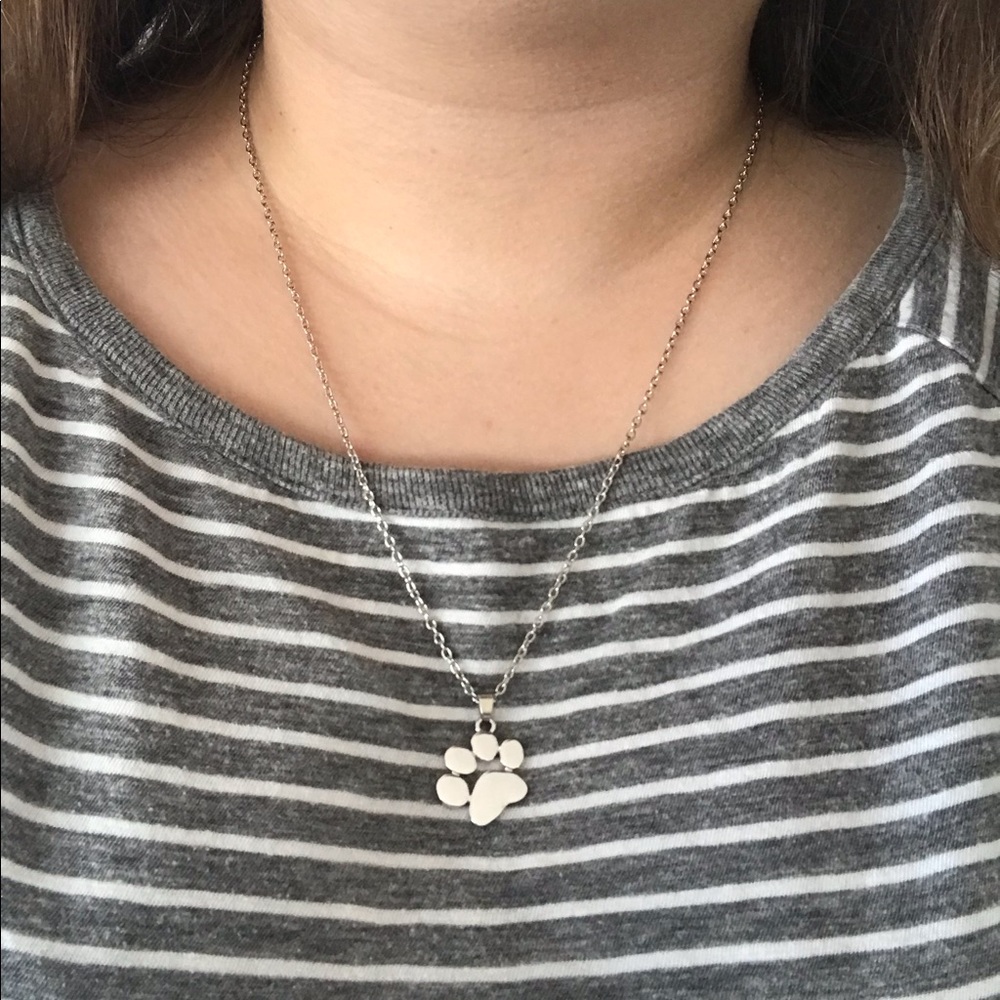 Dainty Paw Print Necklace Silver
